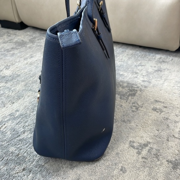 Michael Michael Kors Jet Set Travel Tote Bag Shopper Navy Blue Leather - Picture 7 of 17